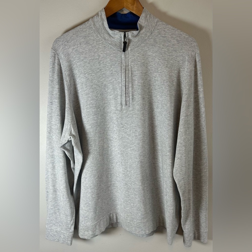 J. McLaughlin Clermont Mens Size XL 1/4 Zip Sweater Golf Pullover Light Gray EUC